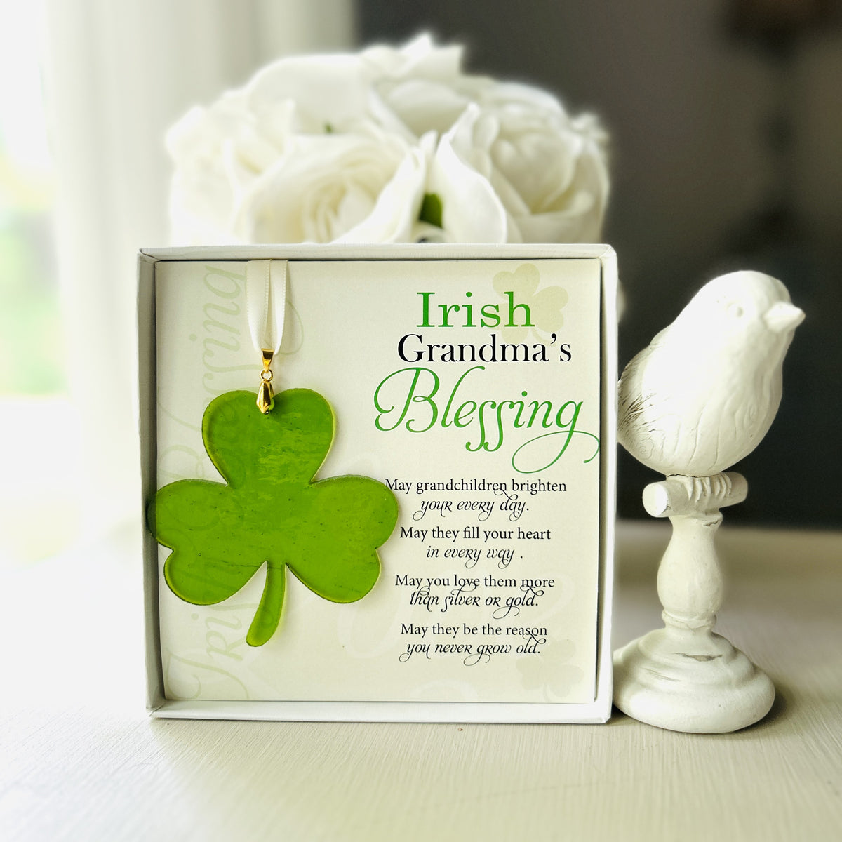 Irish Grandma&#39;s Blessing: Stained-Glass Shamrock