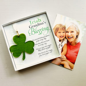 4 of 6:Irish Grandma's Blessing Gift with photo of her grandma and her granddaughter in background.