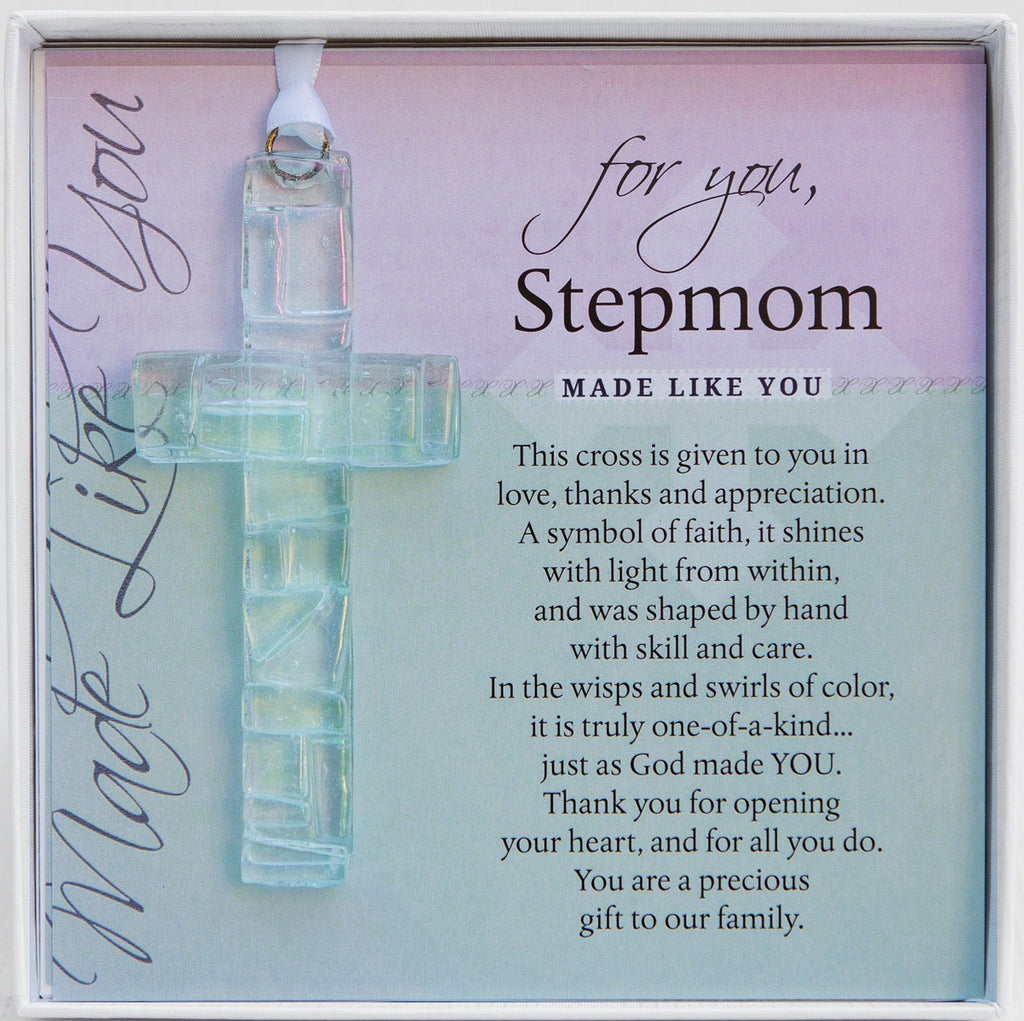 Stepmom Handmade Mosaic Glass Cross - The Grandparent Gift Co.