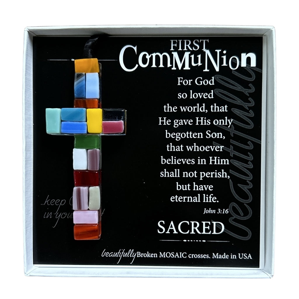 First Communion Gift Handmade Glass Cross The Grandparent Gift Co